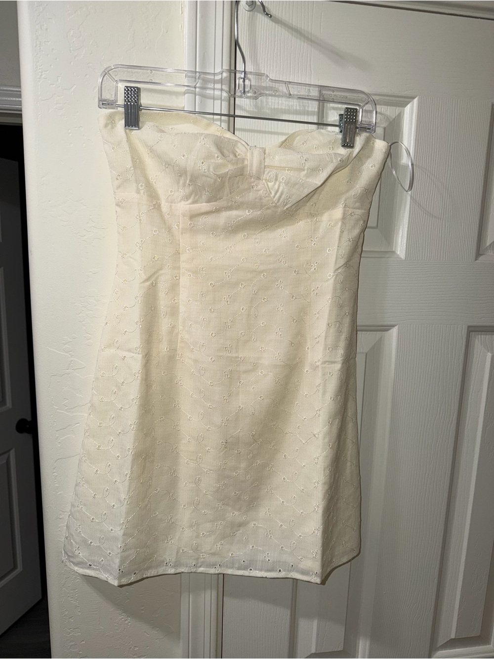 Princess Polly Strapless Eyelet Mini Dress in Ivory